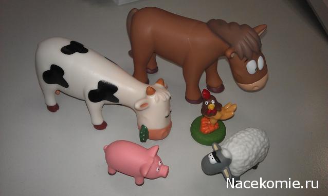 Животные на ферме №2: конь, овечка, курочка