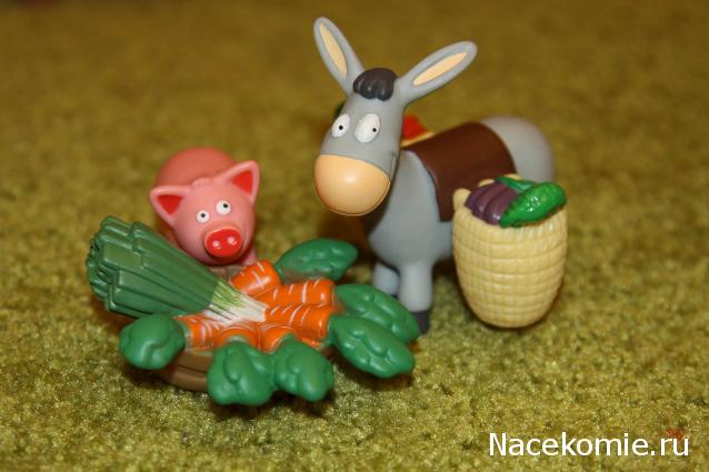 Животные на Ферме №13: петух, морковка и лук-порей, поилка