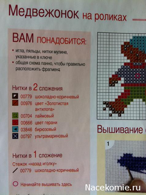 Вышивка крестом №28: Медвежонок на роликах