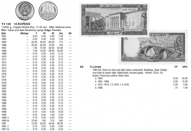 Монеты и банкноты №93 5 фунтов (Ливан), 10 копеек (СССР)