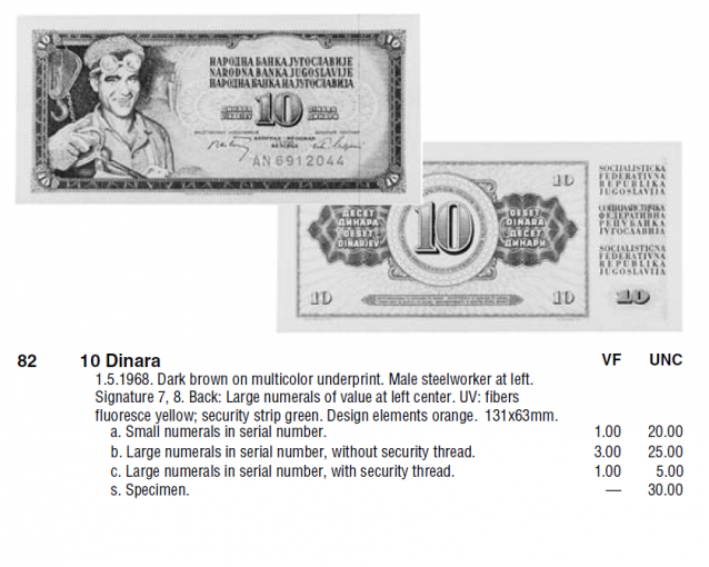 Монеты и купюры мира №50 - 10 динаров (Югославия)