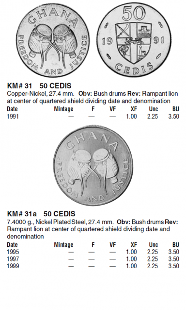 Монеты и банкноты №102 20 сентаво (Мексика), 50 седи (Гана)