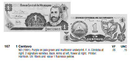 Монеты и купюры мира №62 - 1 сентаво (Никарагуа)