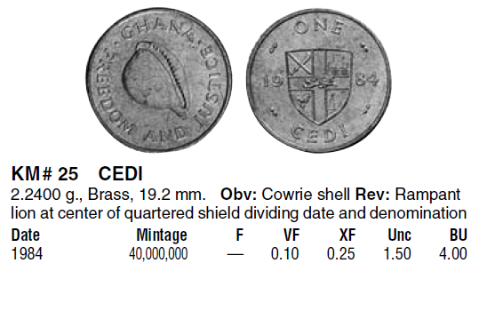Монеты и банкноты №114 1 седи (Гана), 3 стотинки (Болгария)