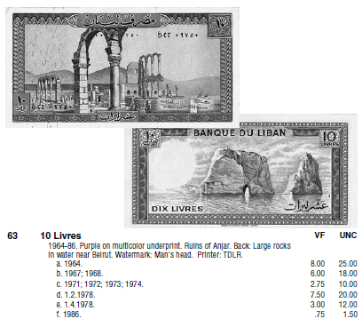 Монеты и купюры мира №70 10 фунтов (Ливан)