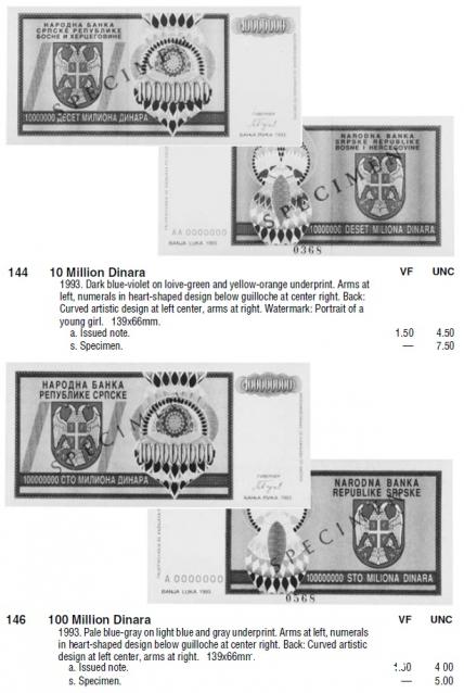 Монеты и купюры мира №82 10/100 000 000 динаров (Сербская Краина)