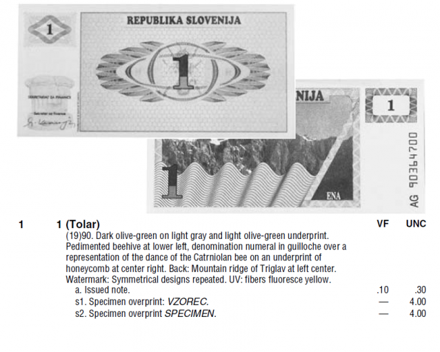 Монеты и купюры мира №83 1 толар (Словения)