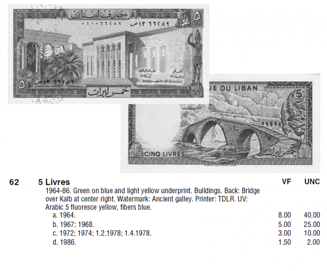 Монеты и купюры мира №94 5 фунтов (Ливан)