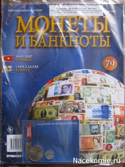 Монеты и банкноты №133 5000 лир (Турция), 1 милльем (Египет)