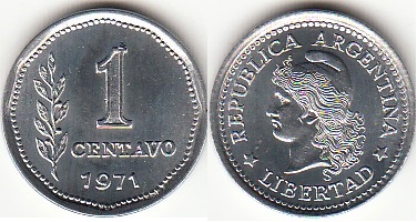 Монеты и банкноты №173 50 лир (Италия), 1 сентаво (Аргентина)