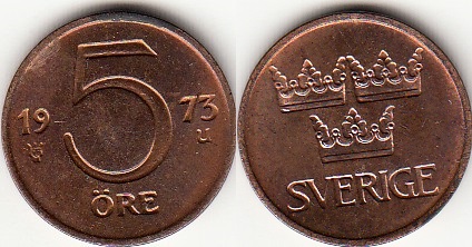 Монеты и банкноты №216 100 динаров (Хорватия), 5 эре (Швеция)