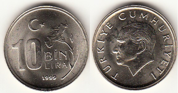 Монеты и банкноты №232 25 пиастров (Судан), 10 000 лир (Турция)