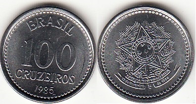 Монеты и банкноты №252 250 ливров (Ливан), 100 крузейро (Бразилия)