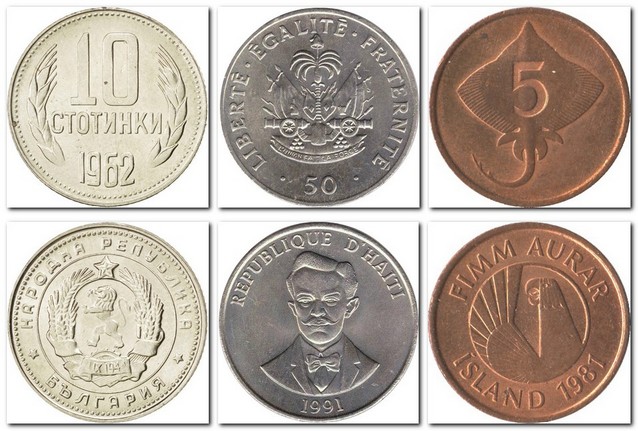Монеты и купюры мира №210 10 стотинок (Болгария), 50 сантимов (Гаити), 5 эйриров (Исландия)