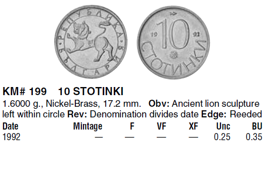 Монеты и купюры мира №243 10 стотинов (Словения), 10 стотинок (Болгария), 50 эйриров (Исландия)