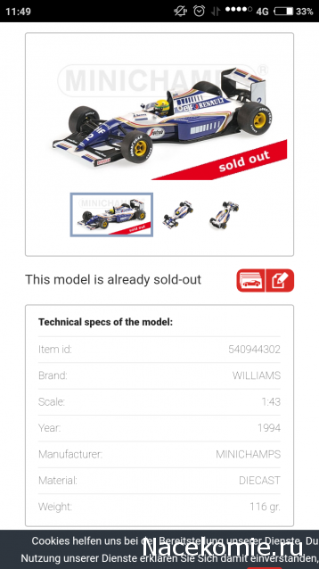 Formula 1 №22 - Williams FW16 - Дэймон Хилл (1994)