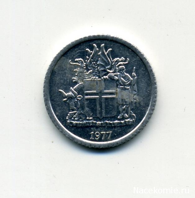 Монеты и банкноты №406 1 крона (Исландия), 2 пенса (Великобритания)