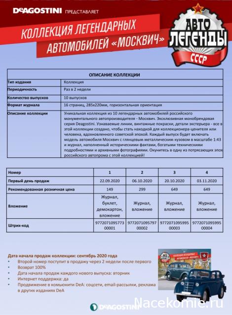 Автолегенды Москвич - График выхода и обсуждение