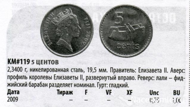 Монеты и Банкноты №460 - 5 центов (Фиджи), 1 цент (Эфиопия)
