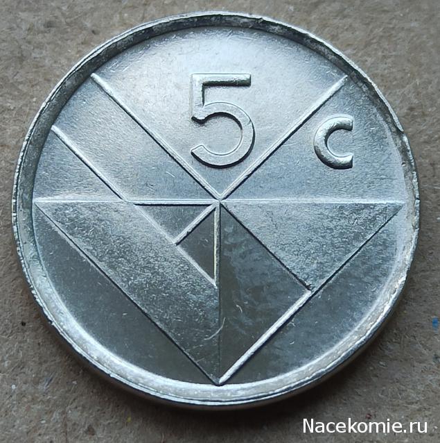Деньги Мира №16 - Банкнота 2 боливара (Венесуэла) +  монета 5 центов (Аруба)