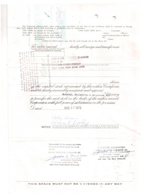 Монеты и Банкноты №467 - Трастовый сертификат Howard Johnson Company (США)